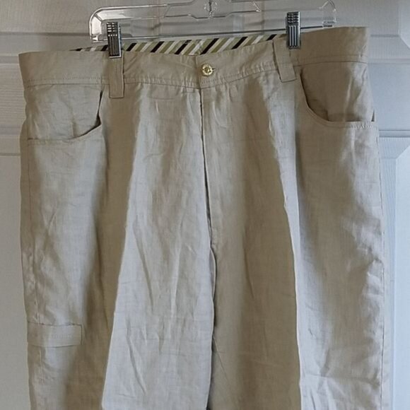 MEN'S VINTAGE 90s Pelle Pelle Linen Shirt Pants Set Cream MAN'S 4 Extra Large - Picture 6 of 15